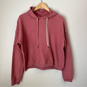 Aerie New Love Corded Hoodie Sweatshirt Pullover Mauve Pink